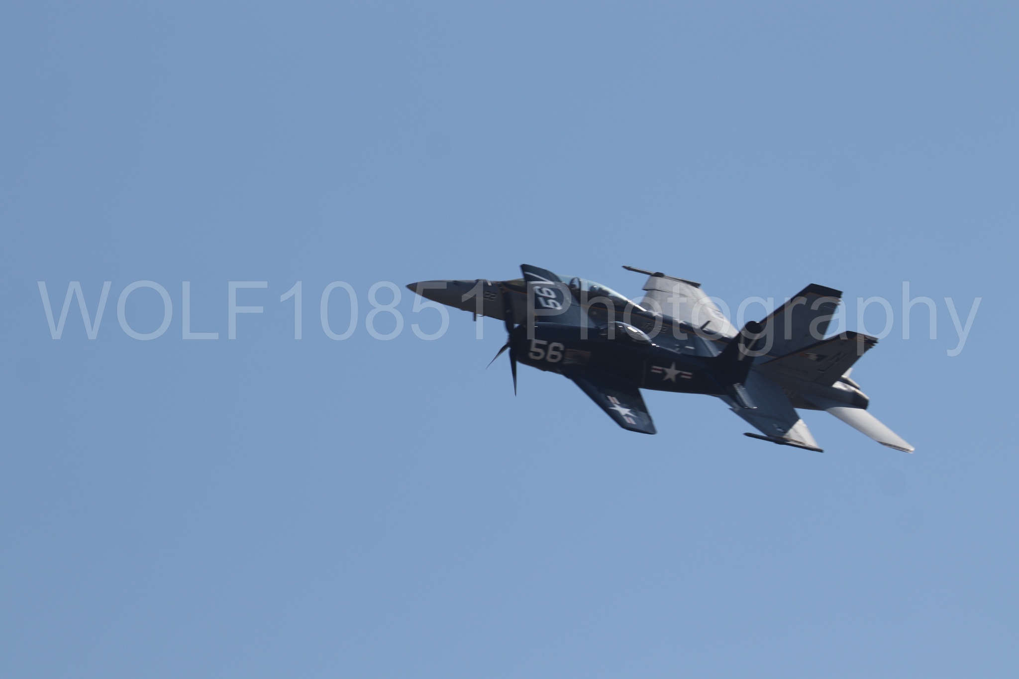 Aviation photography by WOLF10851 featuring FA-18 Super Hornet, f-8f Bearcat, Rhino Demo Team, California Capital Airshow 2023.