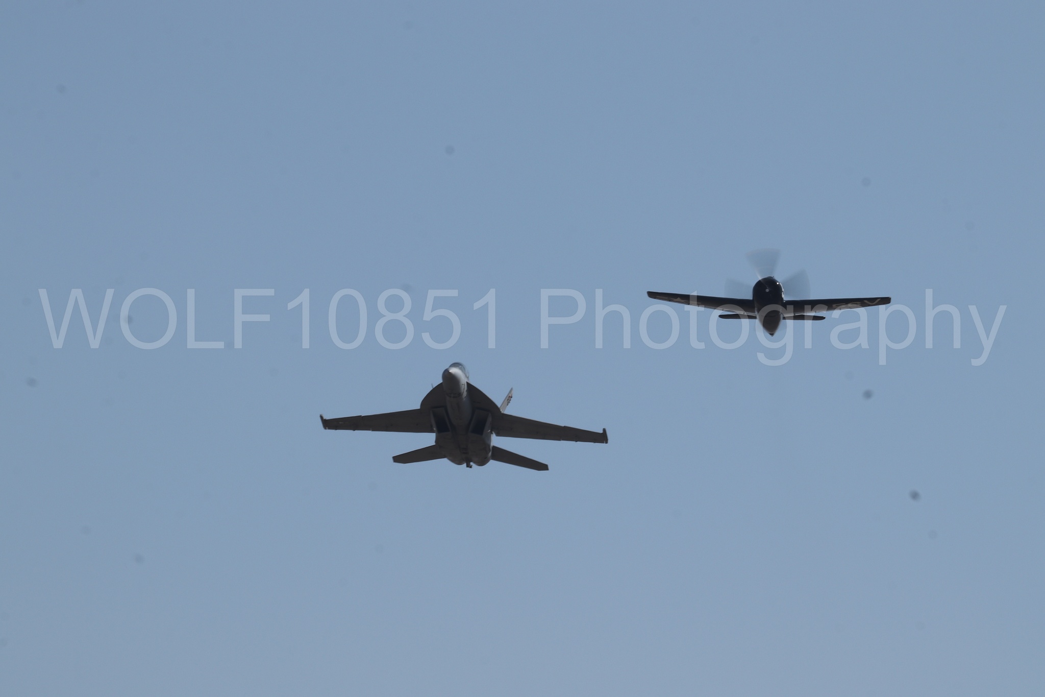 Aviation photography by WOLF10851 featuring FA-18 Super Hornet, f-8f Bearcat, Rhino Demo Team, California Capital Airshow 2023.