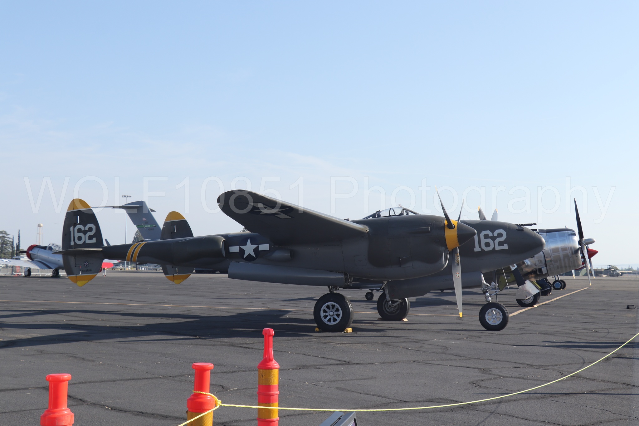 Aviation photography by WOLF10851 featuring Static Display, P-38 Lightning, 23 Skidoo, California Capital Airshow 2023.