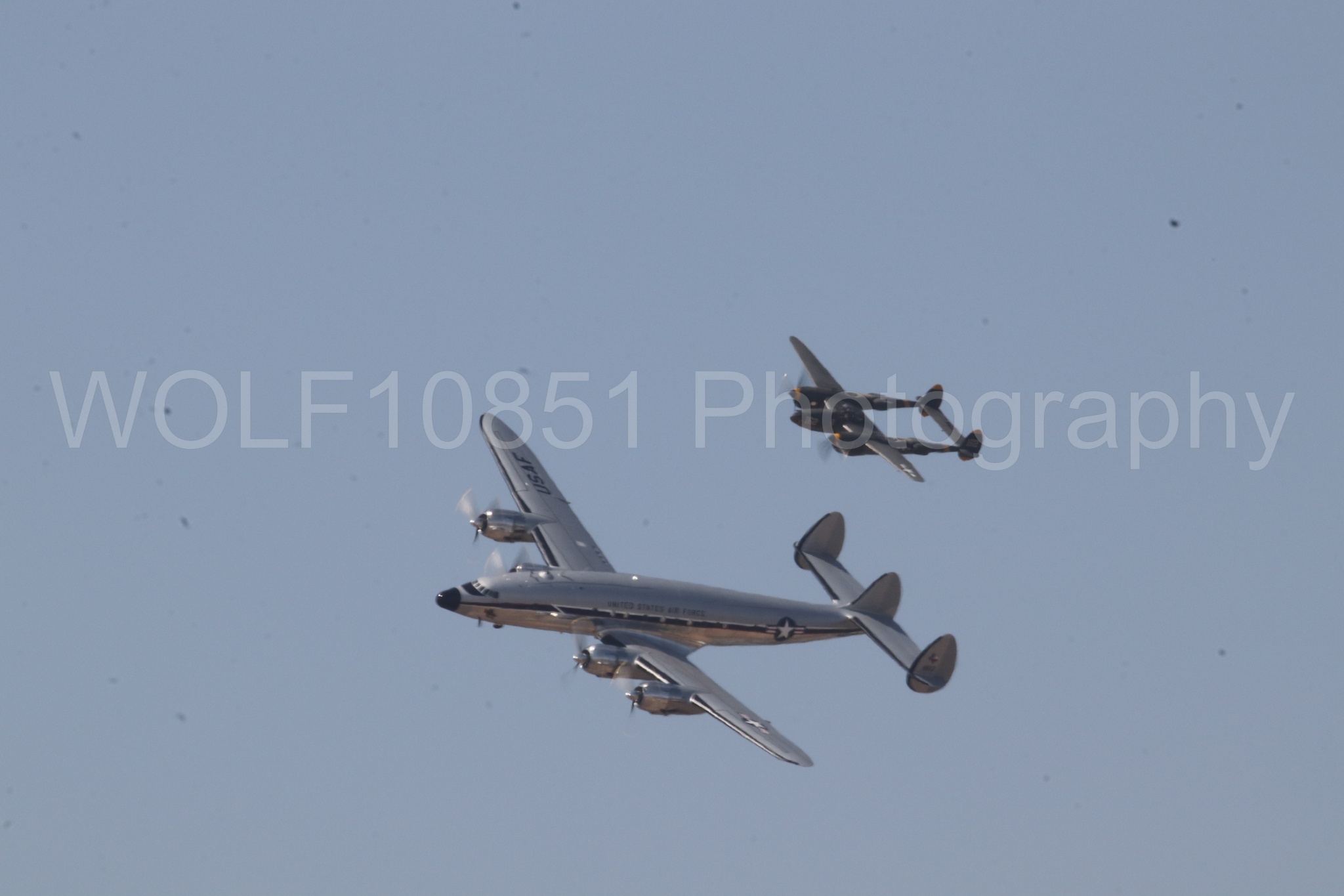 Aviation photography by WOLF10851 featuring P-38 Lightning, 23 Skidoo, California Capital Airshow 2023, Bataan, C-121A Constellation.