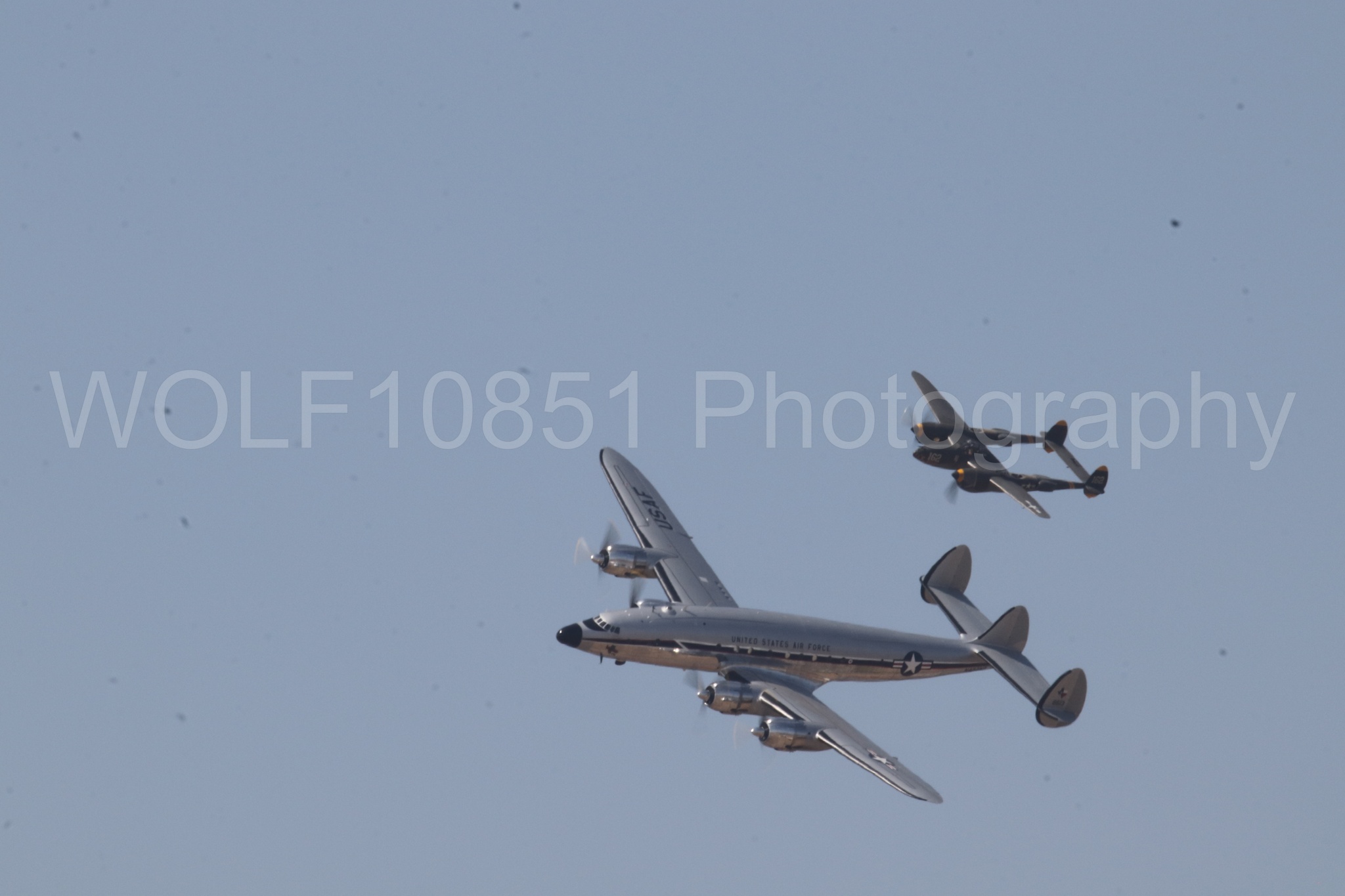 Aviation photography by WOLF10851 featuring P-38 Lightning, 23 Skidoo, California Capital Airshow 2023, Bataan, C-121A Constellation.