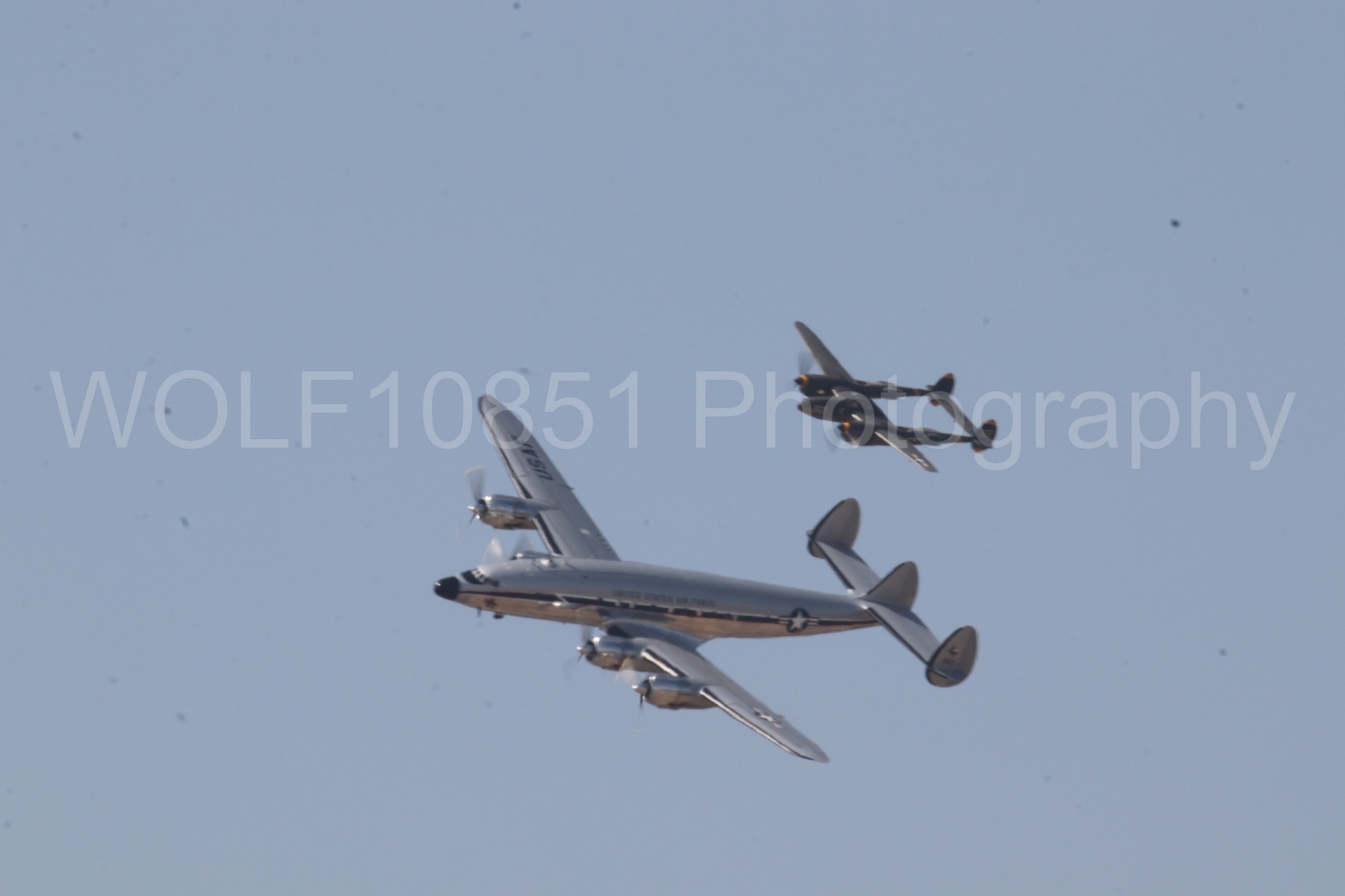Aviation photography by WOLF10851 featuring P-38 Lightning, 23 Skidoo, California Capital Airshow 2023, Bataan, C-121A Constellation.