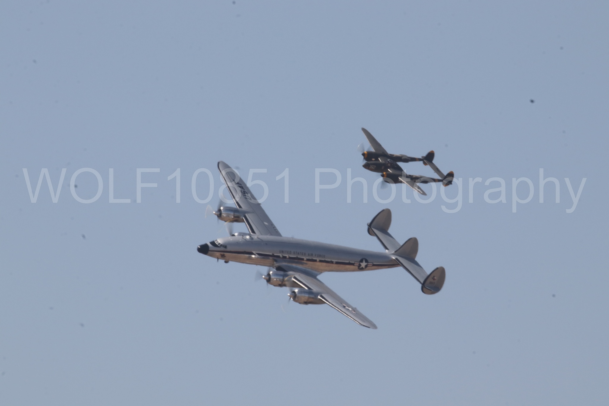 Aviation photography by WOLF10851 featuring P-38 Lightning, 23 Skidoo, California Capital Airshow 2023, Bataan, C-121A Constellation.