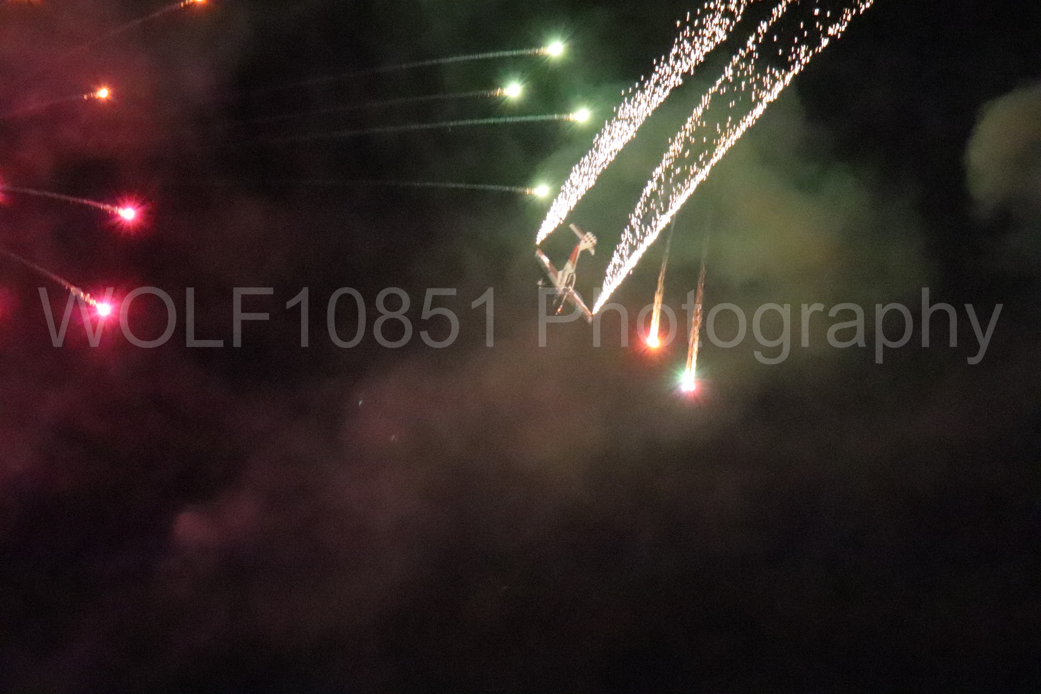 Aviation photography by WOLF10851 featuring Night time Air Show, California Capital Airshow 2024, deHavilland Super Chipmunk, Ghost Writer Airshows.