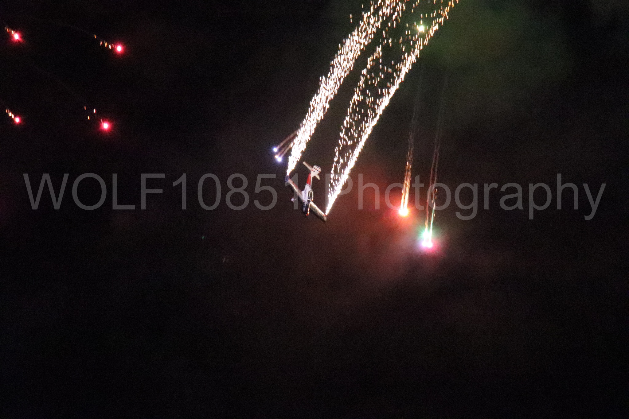 Aviation photography by WOLF10851 featuring Night time Air Show, California Capital Airshow 2024, deHavilland Super Chipmunk, Ghost Writer Airshows.