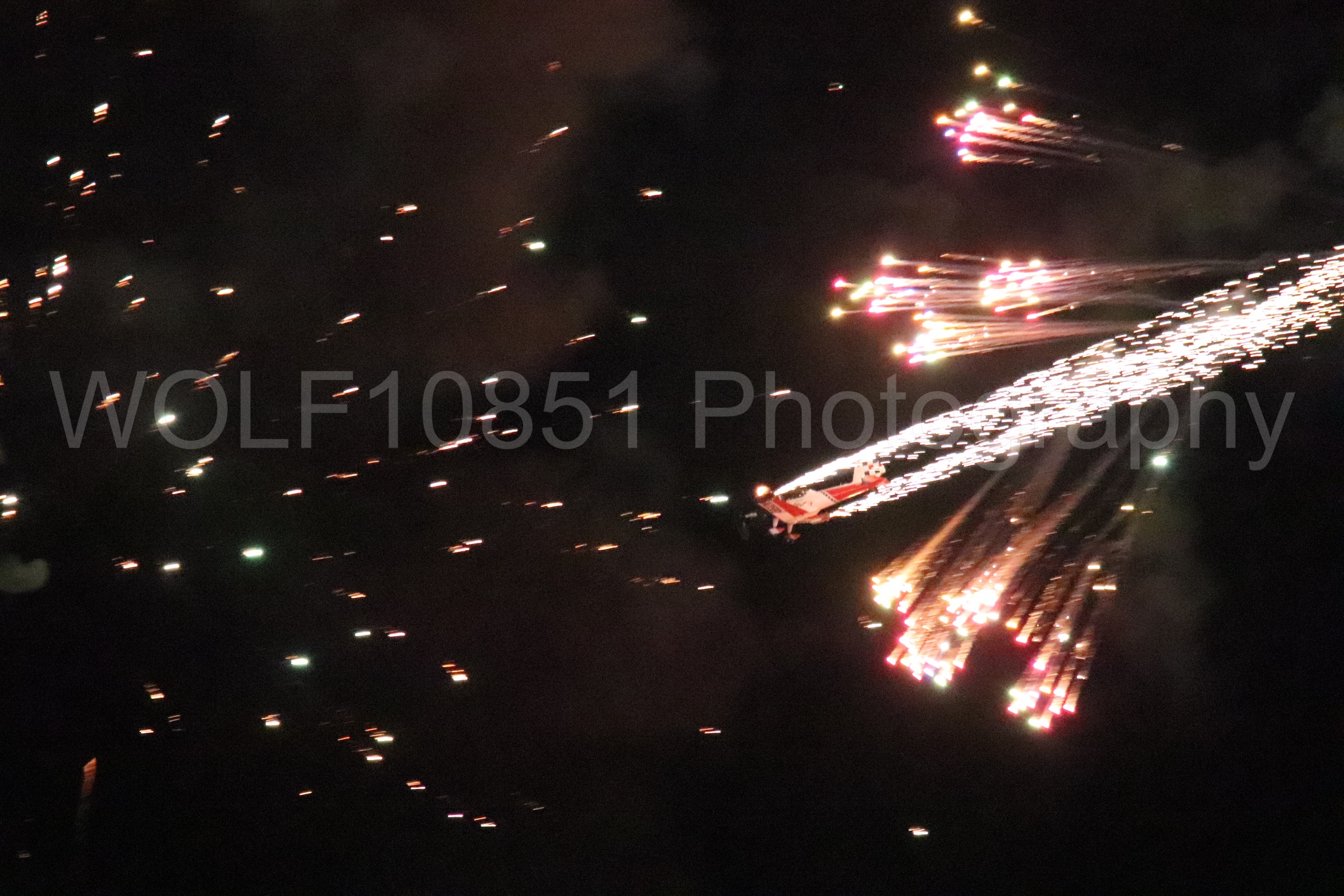 Aviation photography by WOLF10851 featuring Night time Air Show, California Capital Airshow 2024, deHavilland Super Chipmunk, Ghost Writer Airshows.