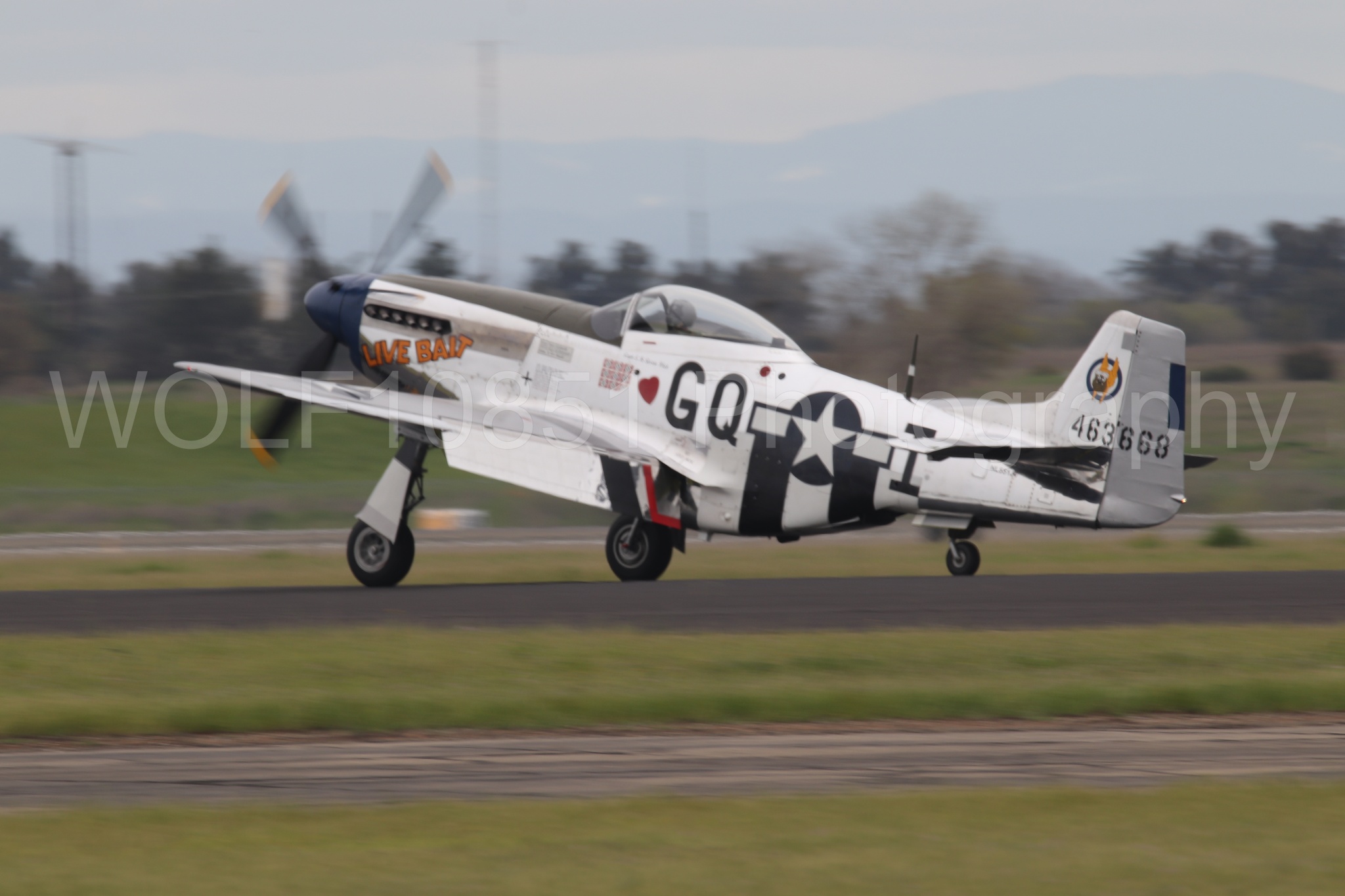 Aviation photography by WOLF10851 featuring P-51 Mustang, California Capital Airshow 2025, Live Bait.