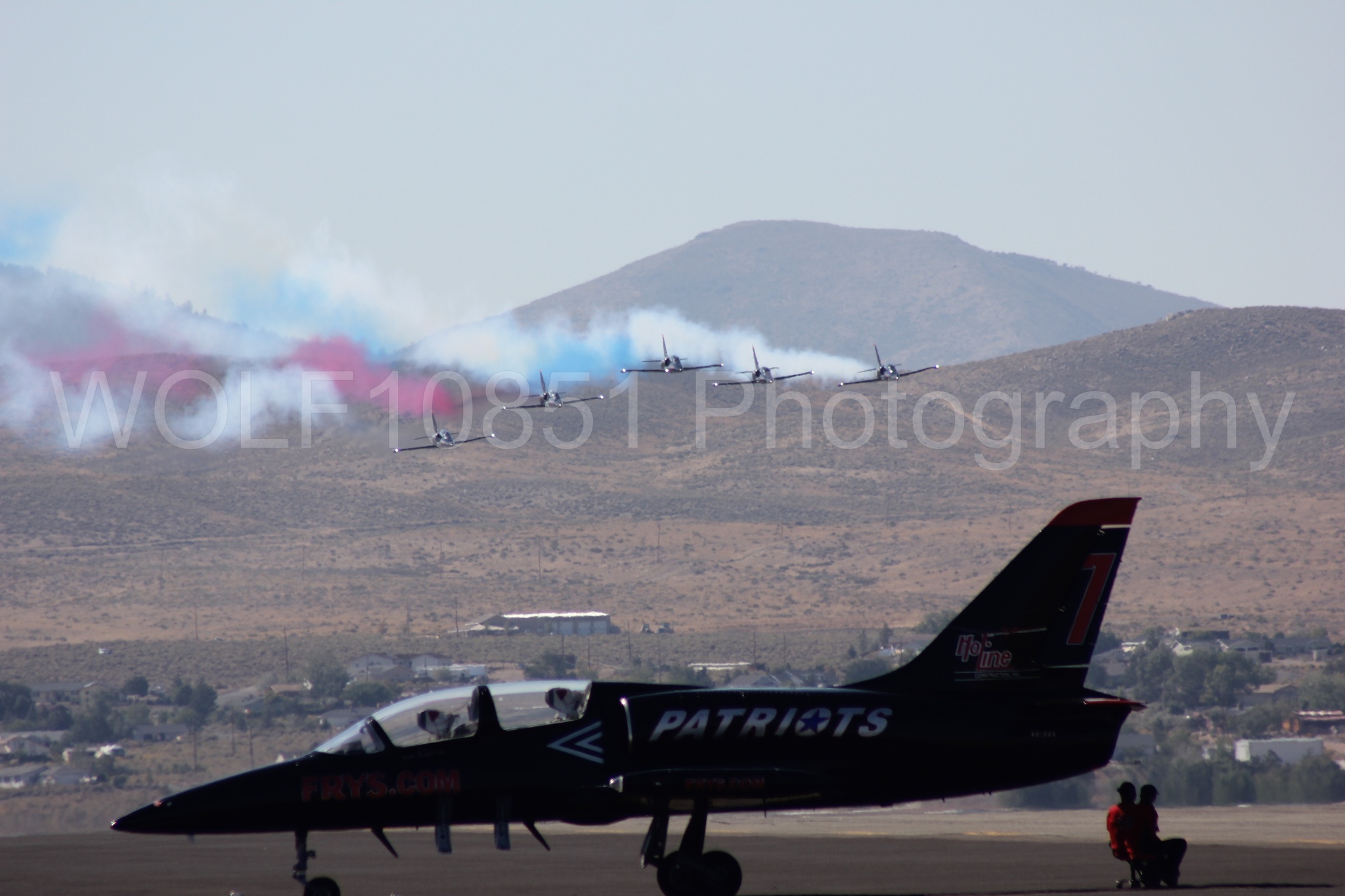 Aviation photography by WOLF10851 featuring L-39 Albatros, The Patriots Jet Demonstration Team, All Black Red lettering, Reno Air Races 2013.