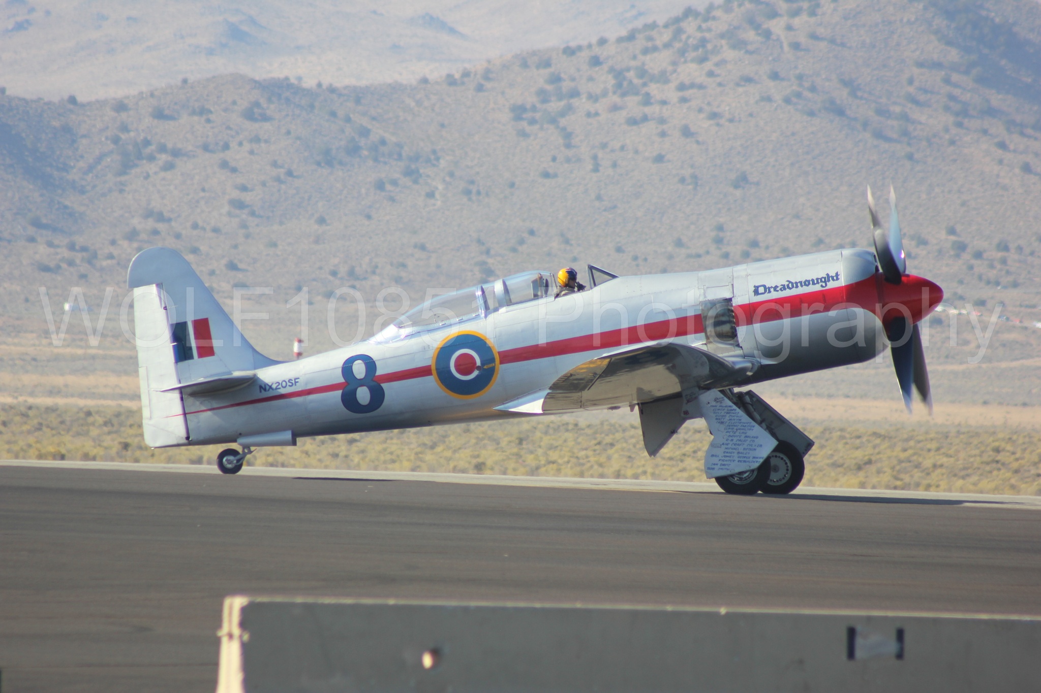 Aviation photography by WOLF10851 featuring Reno Air Races 2013, Hawker Sea Fury T. Mk. 20, Dreadnought.