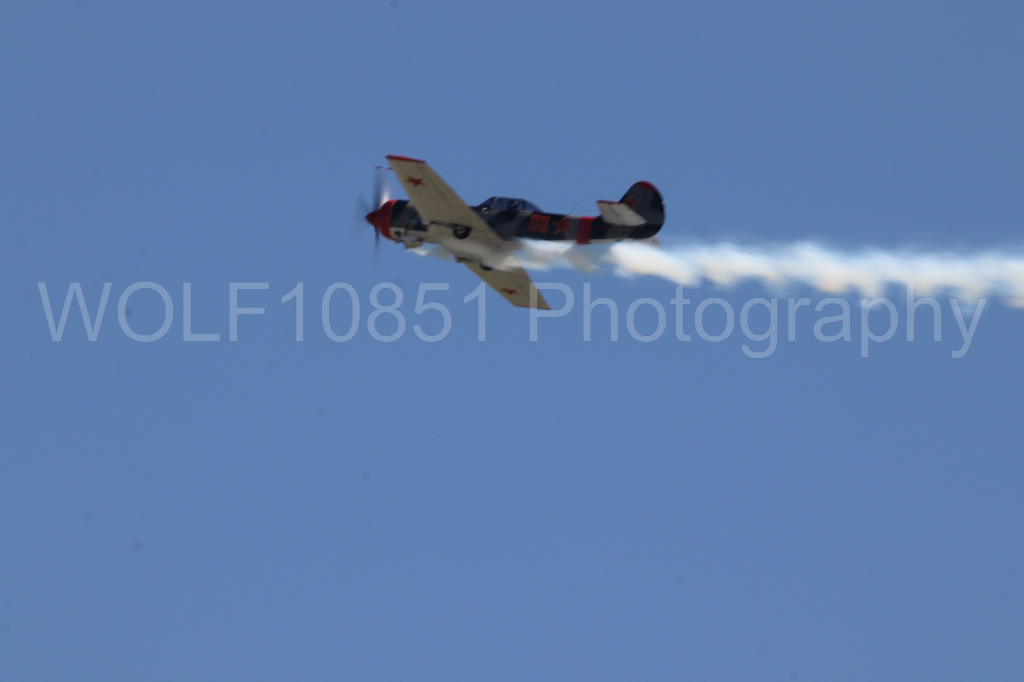 Aviation photography by WOLF10851 featuring Wings Over Solano 2024, Red Thunder Airshows, YAK 50.