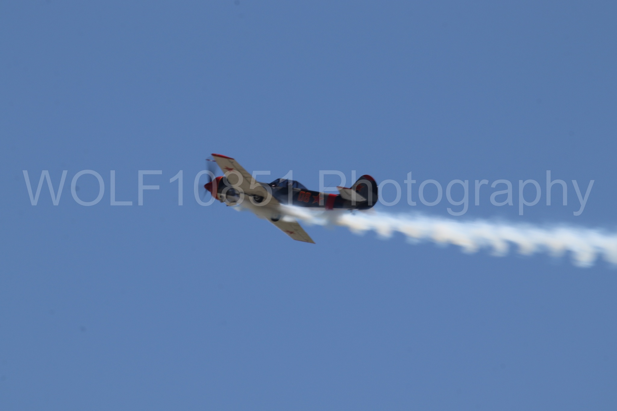 Aviation photography by WOLF10851 featuring Wings Over Solano 2024, Red Thunder Airshows, YAK 50.