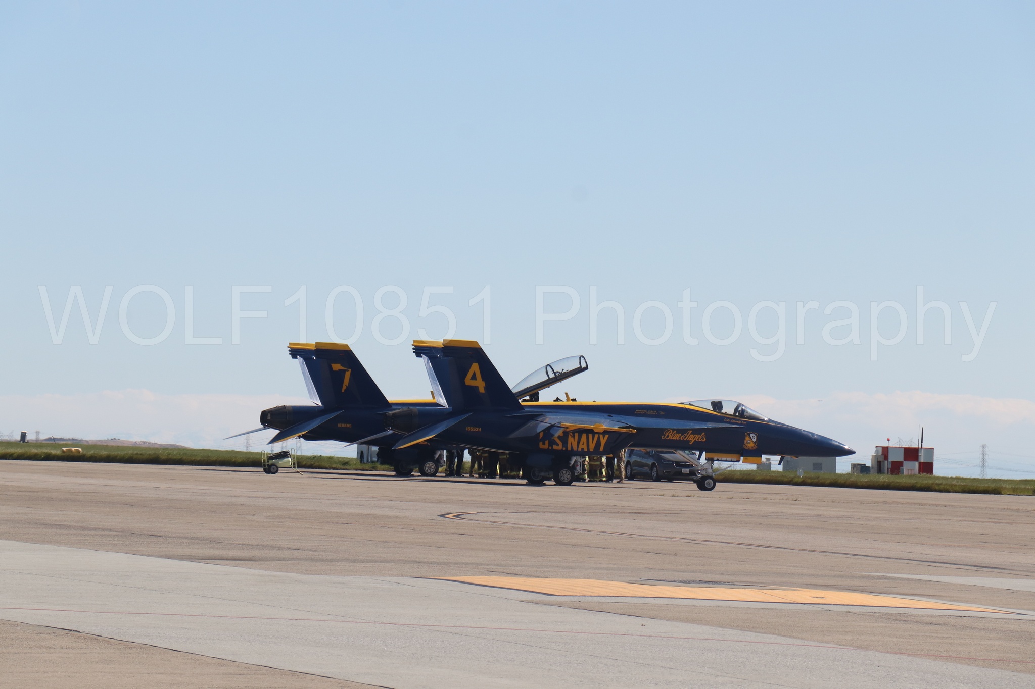 Aviation photography by WOLF10851 featuring FA-18 Super Hornet, Static Display, Blue Angels, Blue and Gold, Wings Over Solano 2024.
