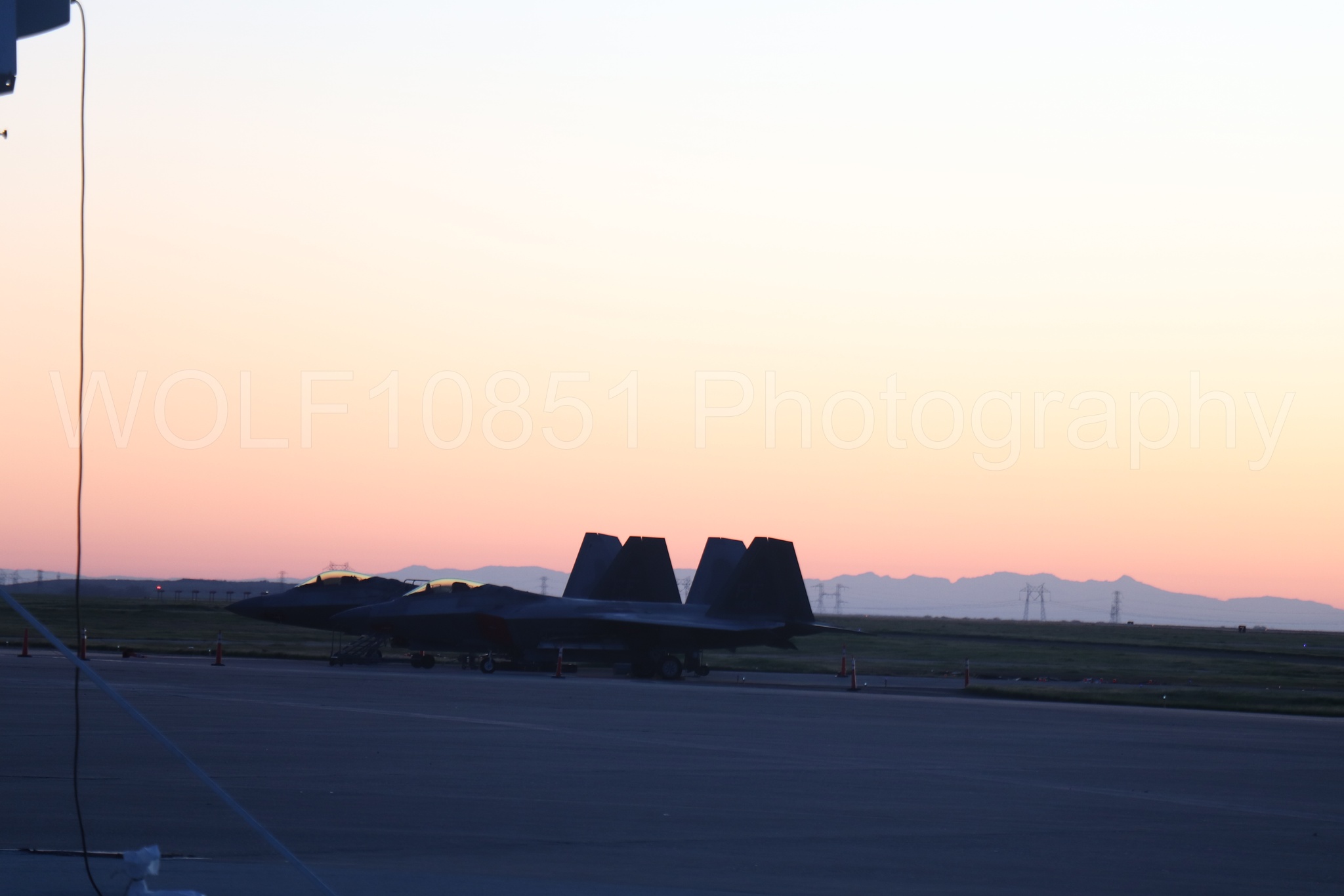 Aviation photography by WOLF10851 featuring Static Display, F-22 Raptor, Raptor Demo Team, Golden Hour, Wings Over Solano 2024.