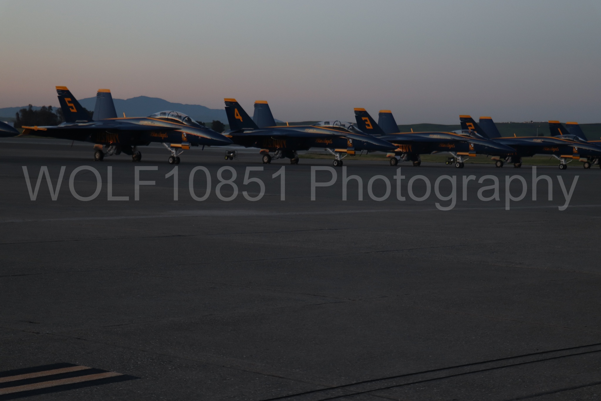 Aviation photography by WOLF10851 featuring FA-18 Super Hornet, Static Display, Blue Angels, Blue and Gold, Golden Hour.