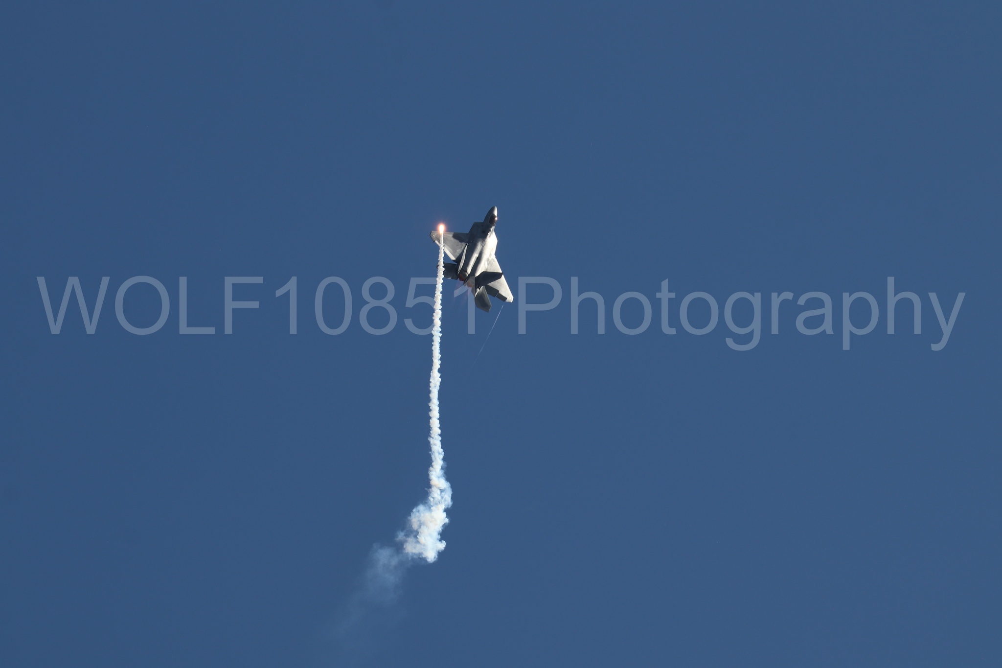 Aviation photography by WOLF10851 featuring F-22 Raptor, Raptor Demo Team, Wings Over Solano 2024, Flares.