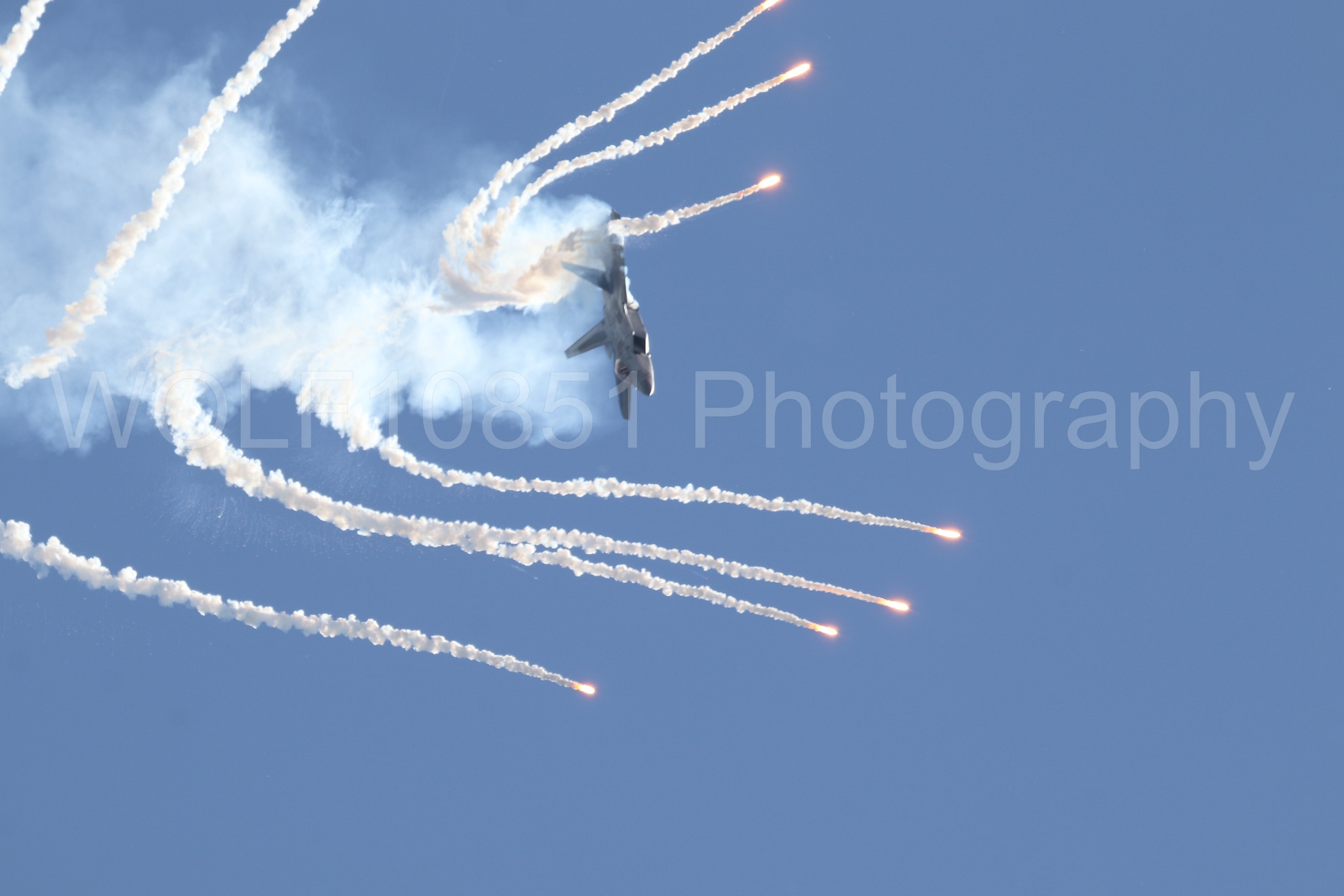 Aviation photography by WOLF10851 featuring F-22 Raptor, Raptor Demo Team, Wings Over Solano 2024, Flares.