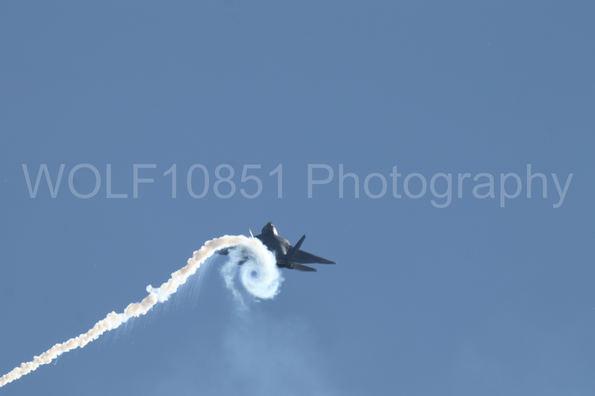 Aviation photography by WOLF10851 featuring F-22 Raptor, Raptor Demo Team, Wings Over Solano 2024, Flares.