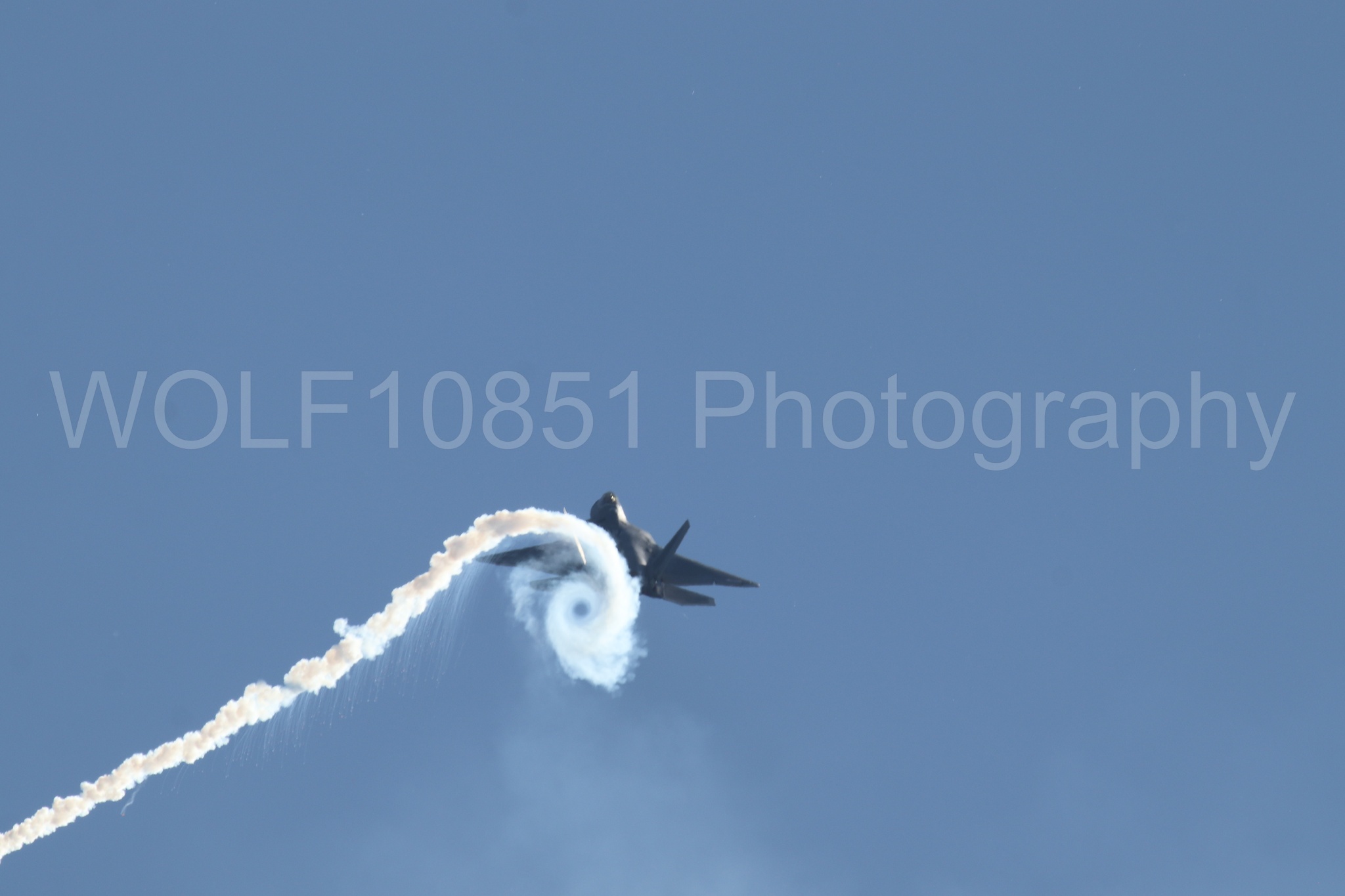 Aviation photography by WOLF10851 featuring F-22 Raptor, Raptor Demo Team, Wings Over Solano 2024, Flares.