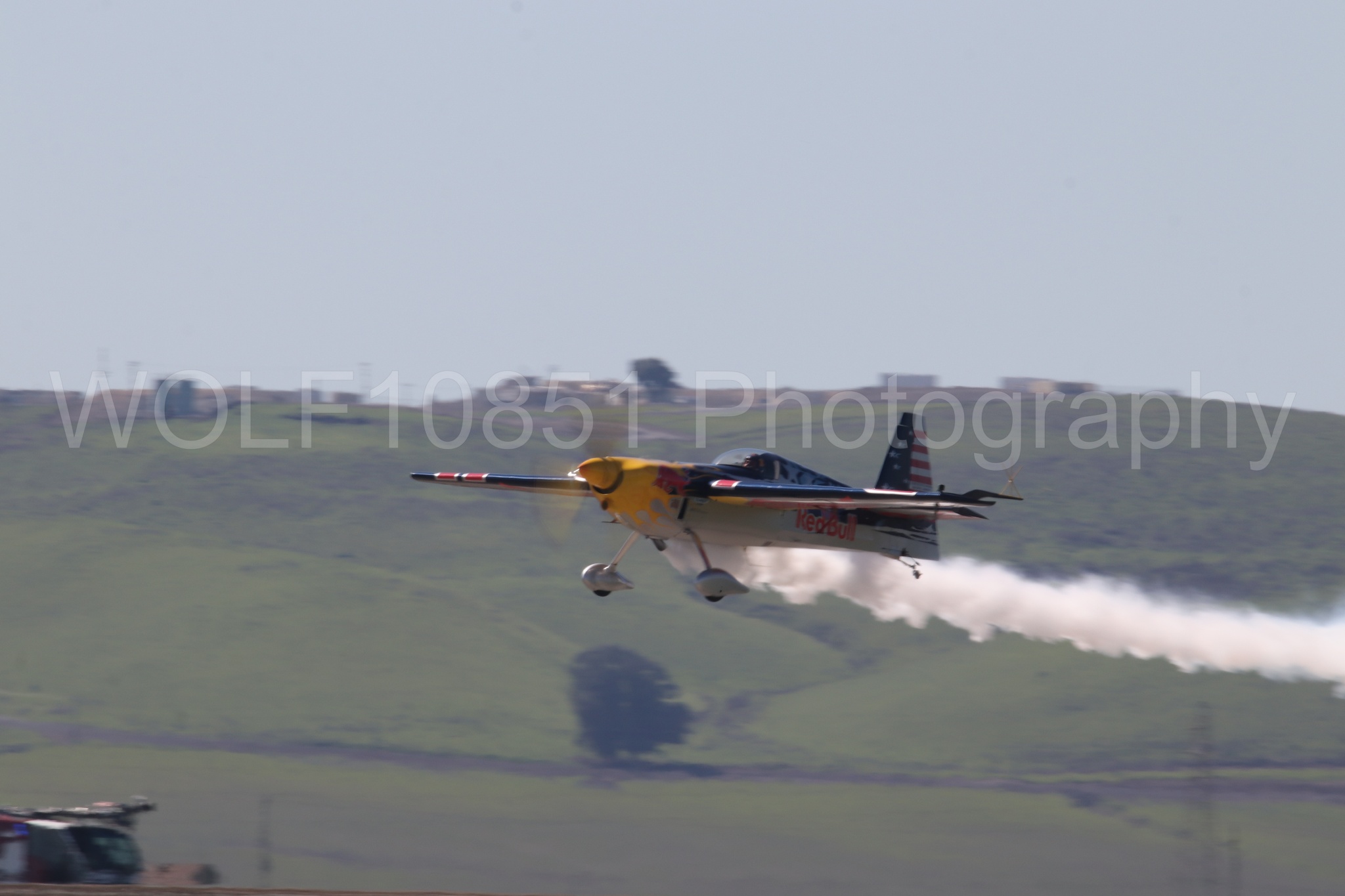Aviation photography by WOLF10851 featuring Edge 540, Wings Over Solano 2024, Kirby Chambliss, Red Bull.