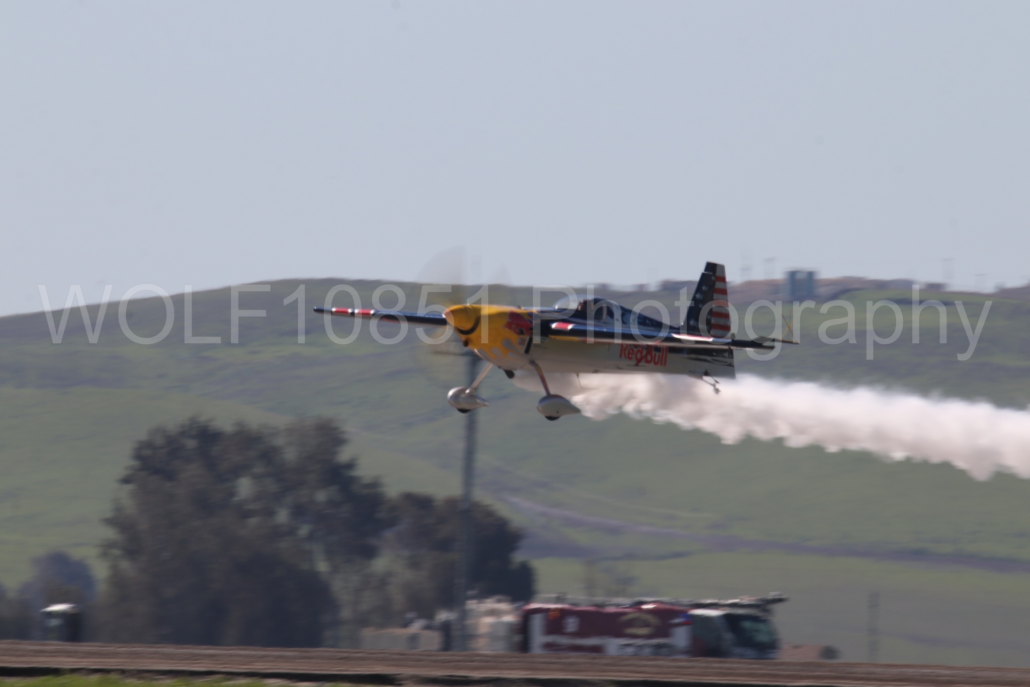 Aviation photography by WOLF10851 featuring Edge 540, Wings Over Solano 2024, Kirby Chambliss, Red Bull.