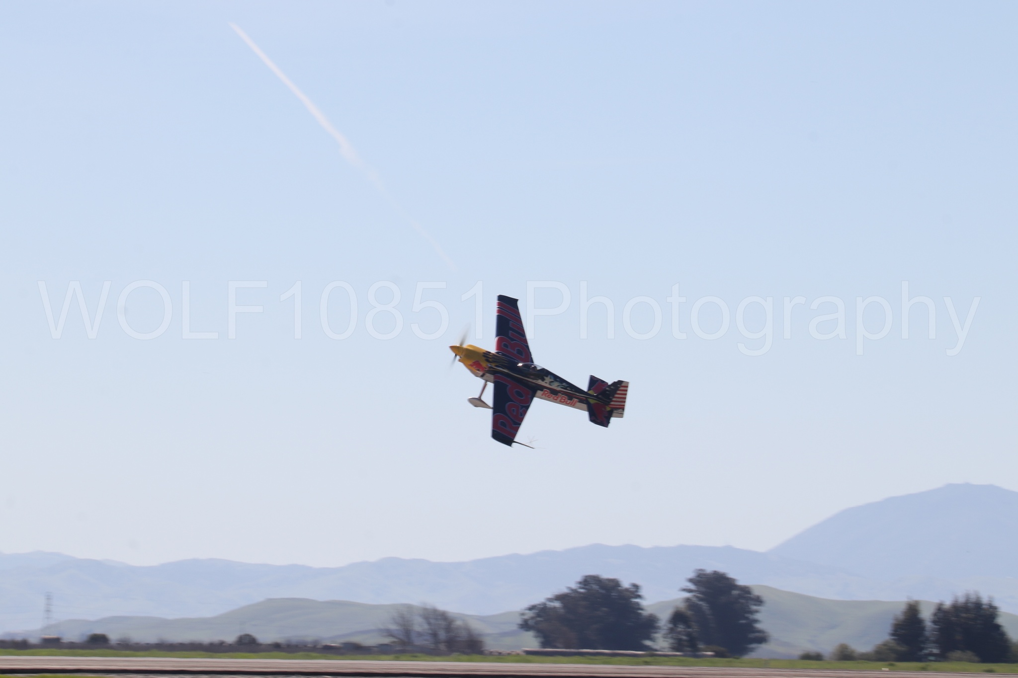 Aviation photography by WOLF10851 featuring Edge 540, Wings Over Solano 2024, Kirby Chambliss, Red Bull.