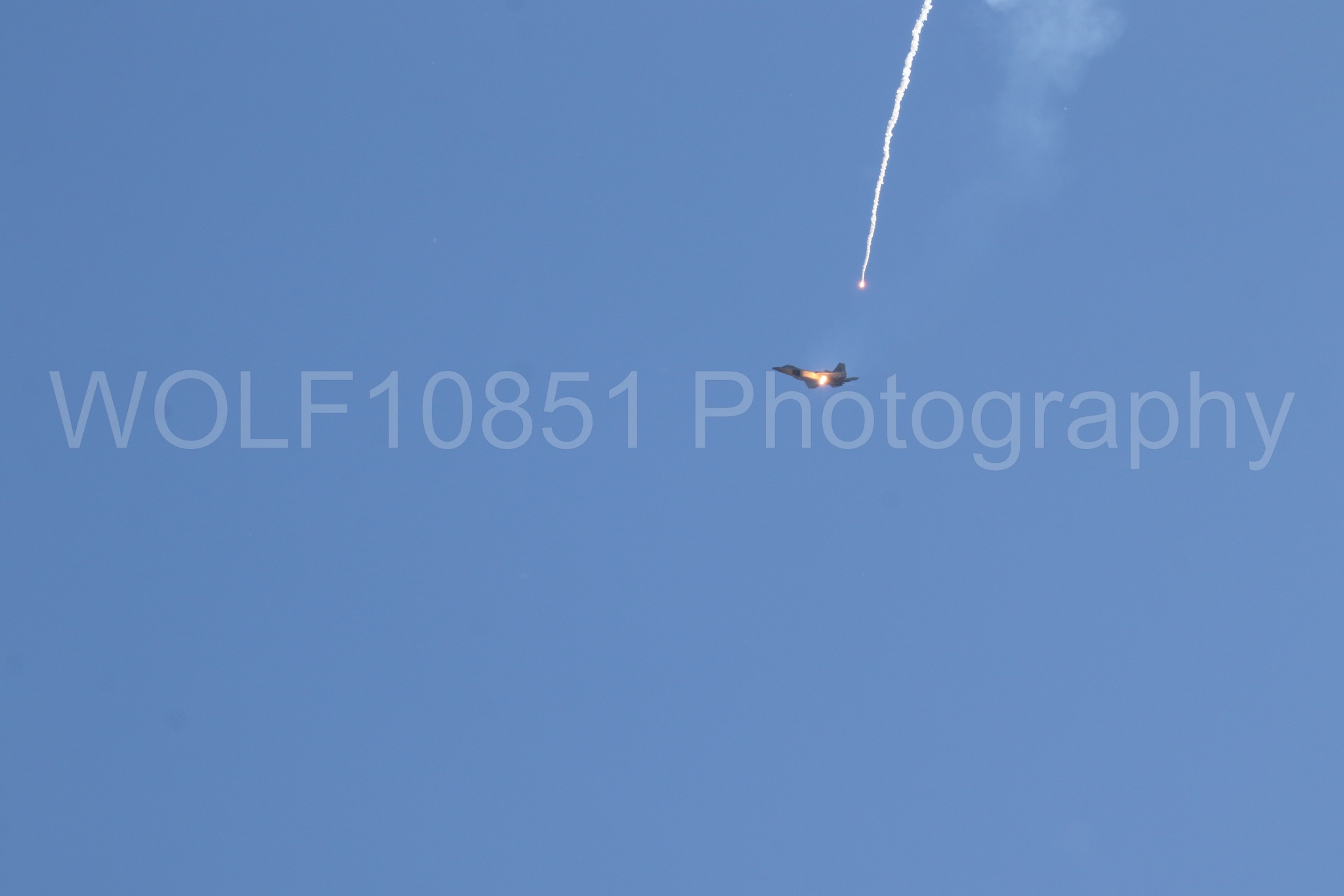 Aviation photography by WOLF10851 featuring F-22 Raptor, Raptor Demo Team, Wings Over Solano 2024, Flares.