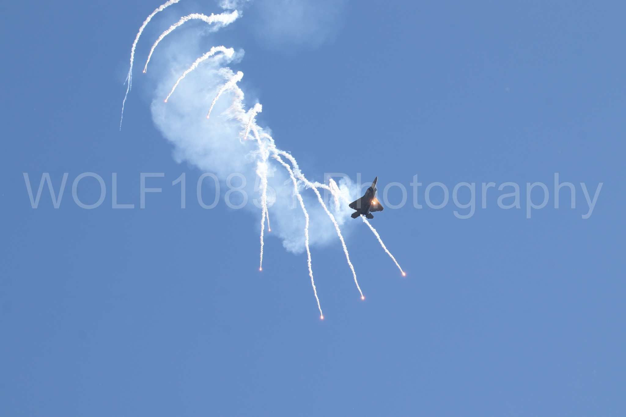 Aviation photography by WOLF10851 featuring F-22 Raptor, Raptor Demo Team, Wings Over Solano 2024, Flares.