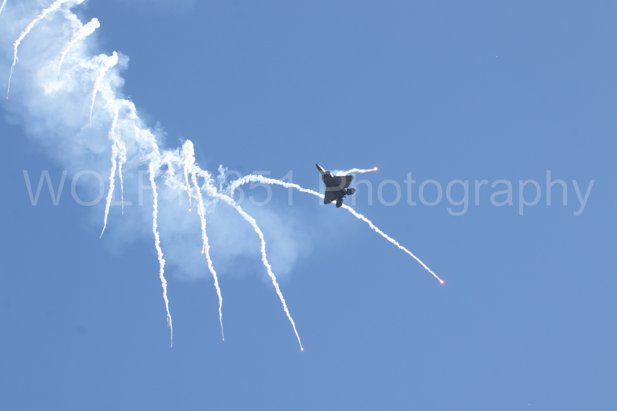 Aviation photography by WOLF10851 featuring F-22 Raptor, Raptor Demo Team, Wings Over Solano 2024, Flares.