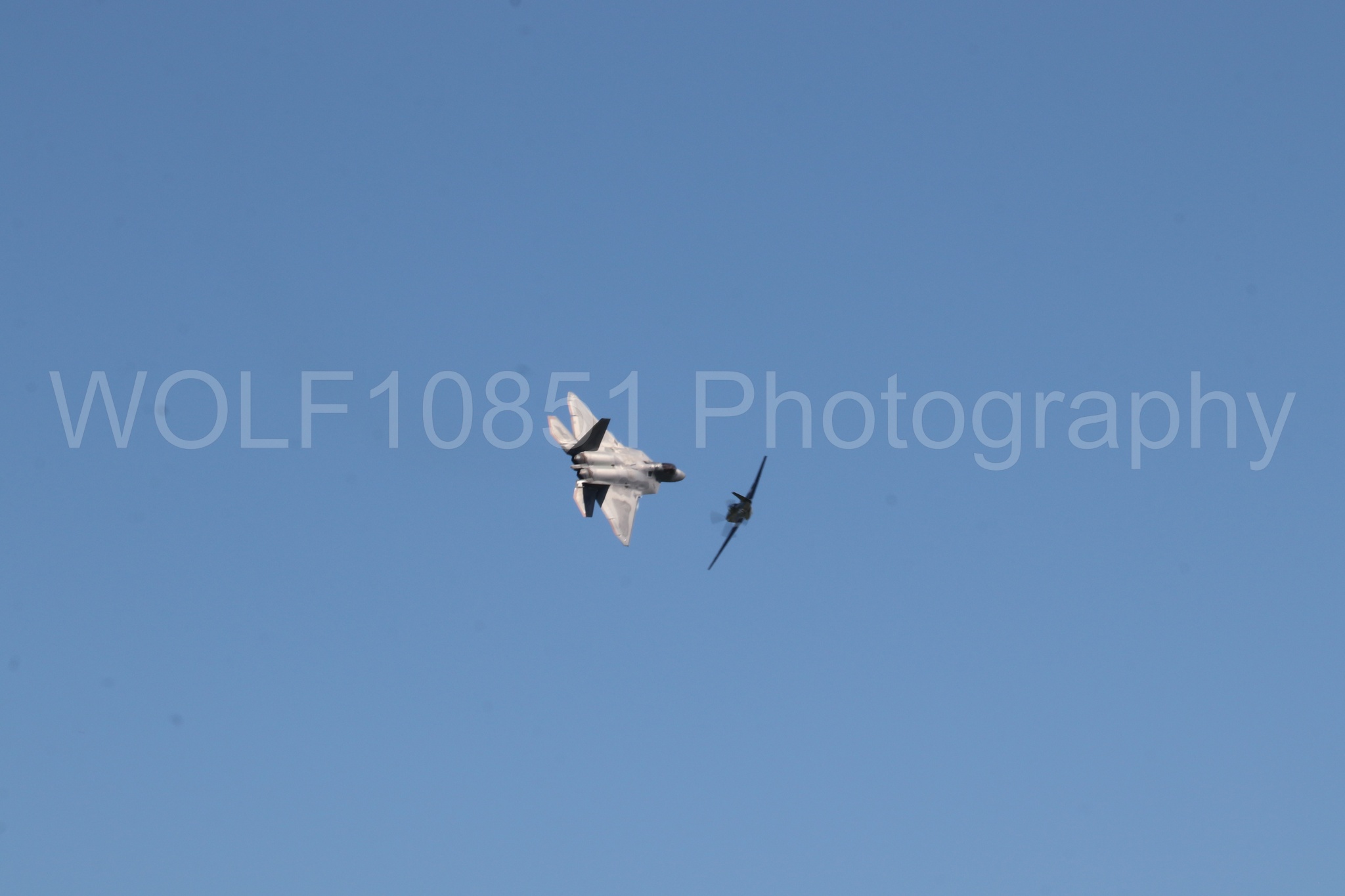 Aviation photography by WOLF10851 featuring Heritage Flight, P-51 Mustang, F-22 Raptor, Wee Willy 2, Raptor Demo Team.
